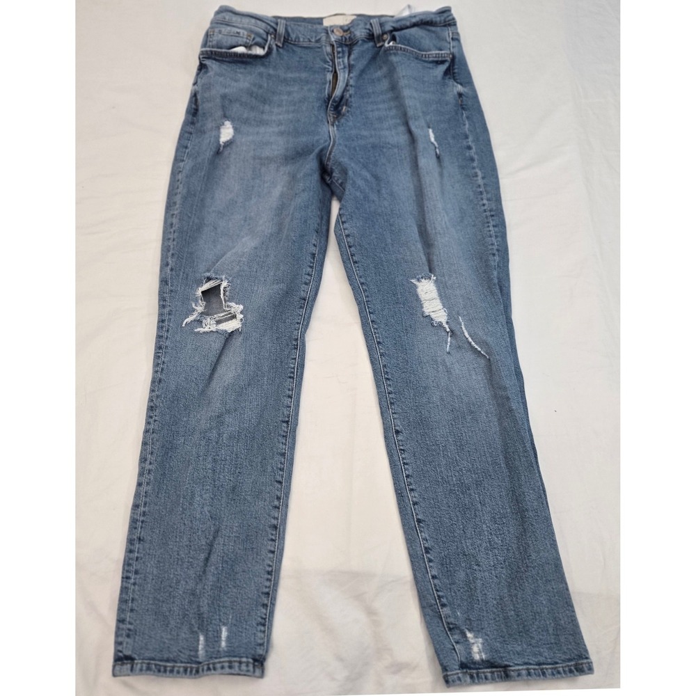 Current/Elliott 31 stressed‎ Straight Jeans High Rise Cropped Ankle Thrash Retro